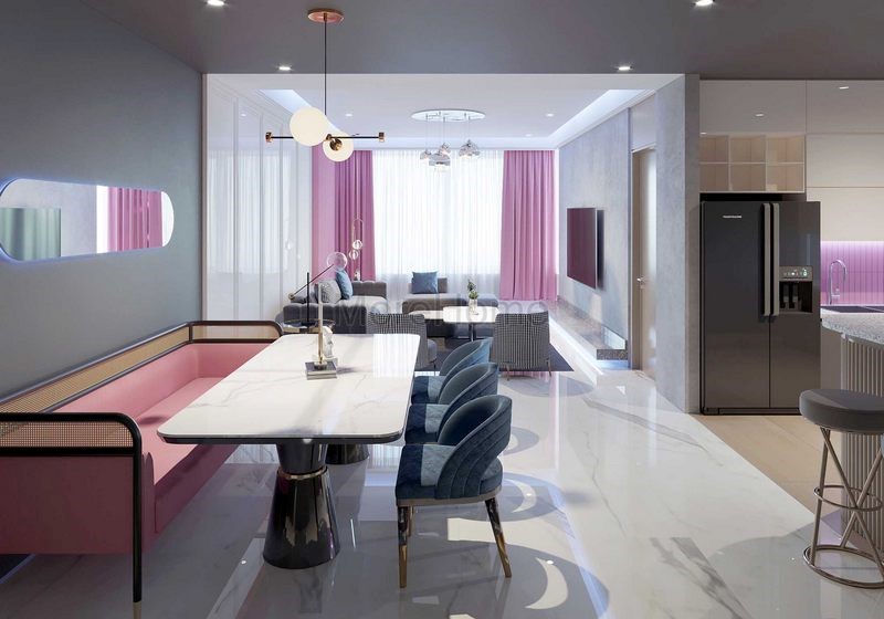 Sofa màu hồng phấn