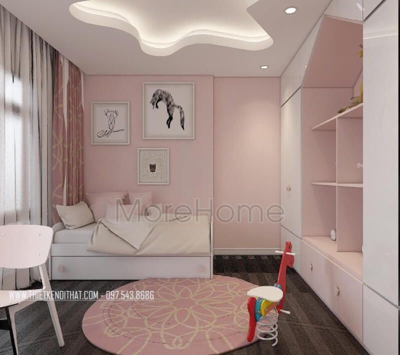 Giường ngủ gỗ công nghiệp kết hợp có ngăn kéo bên dưới giúp cho con bạn vừa có không gian nghỉ ngơi thoải mái cũng như lưu trữ vật dụng cá nhân của mình ngăn nắp, gọn gàng hơn